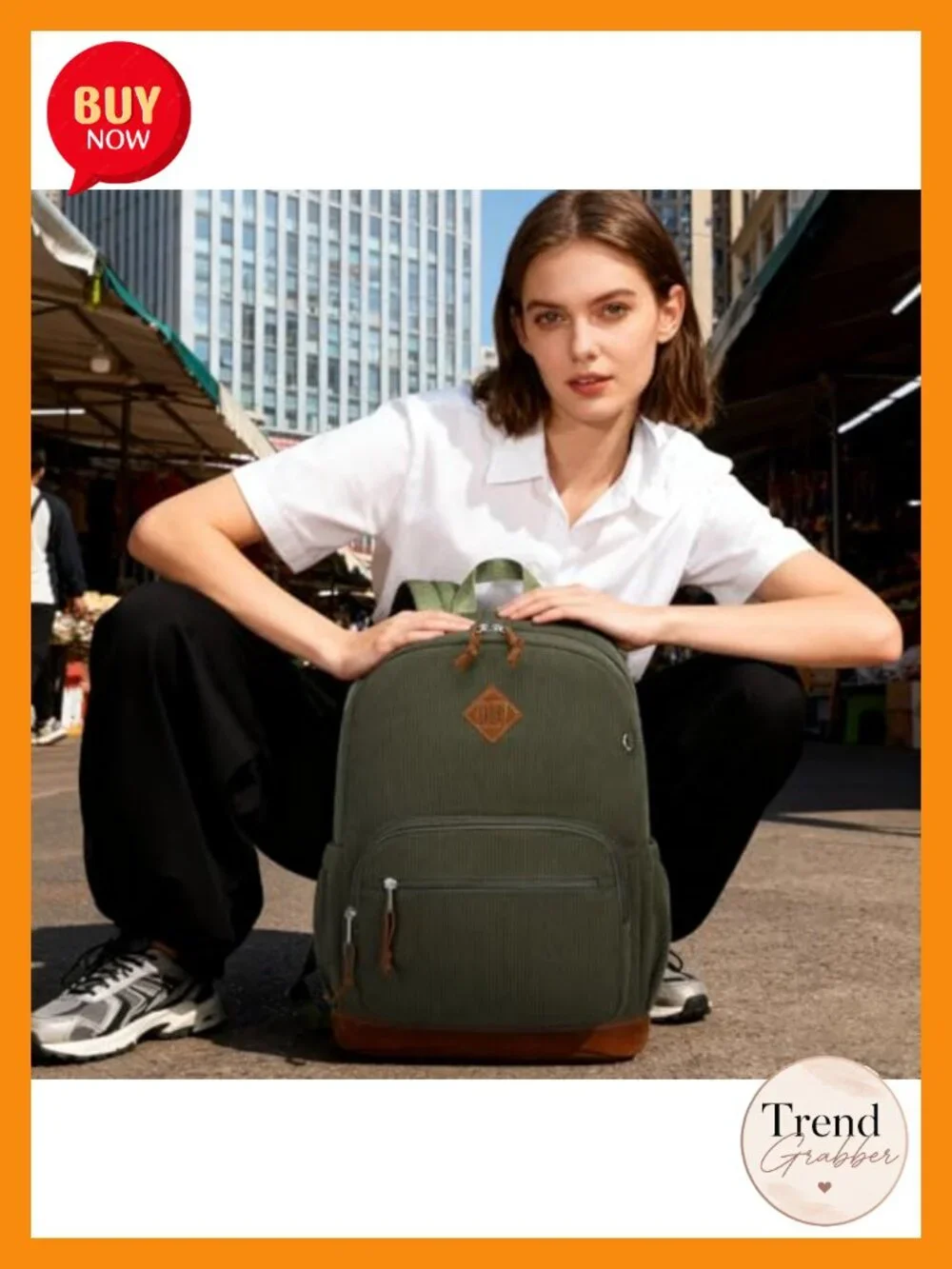 Corduroy School Backpack for Teens, Lightweight Laptop Bag with Padded Sleeve,